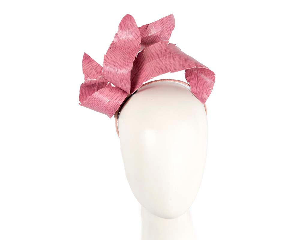 Bespoke dusty pink leather fascinator by BELEIVERA